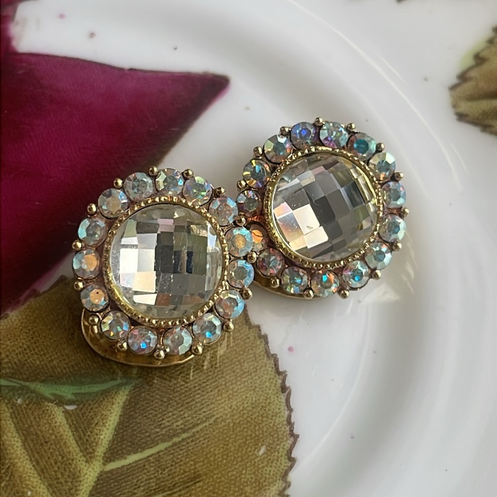 Crystal Clip On Stud Earrings